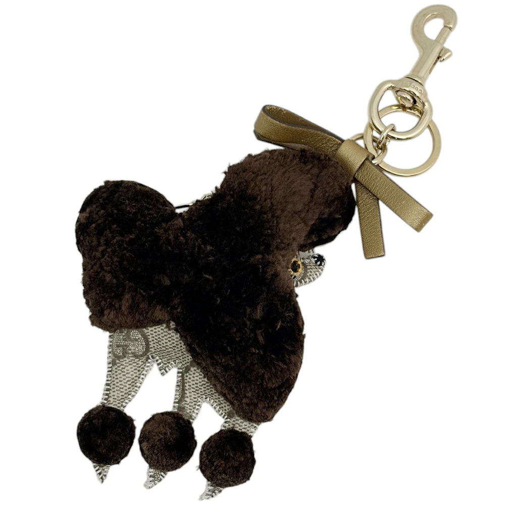Gucci Poodle Keychain Gucci oli Lulu Bag Charm Canvas Leather Brown